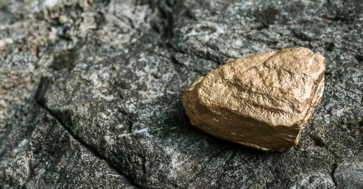Natural gold metal after being mined