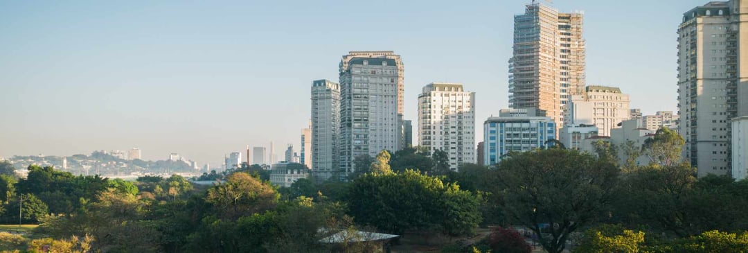 city scape with green nature park