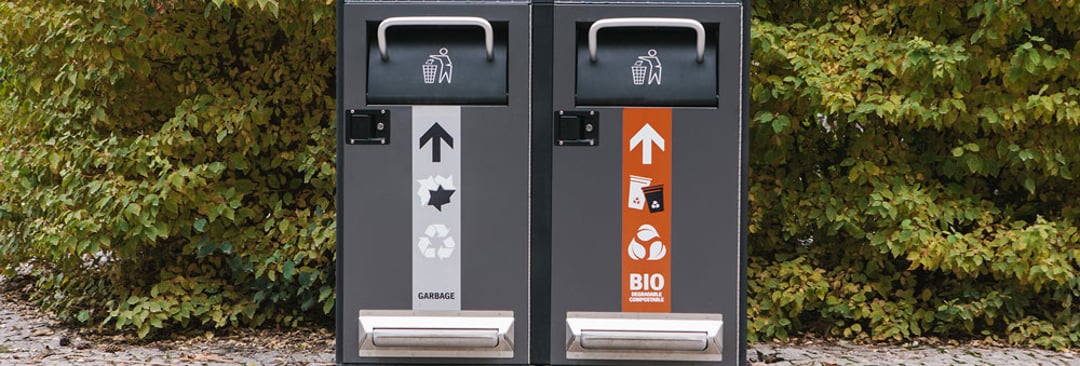 Smart bins used in city to sort waste sustainably 