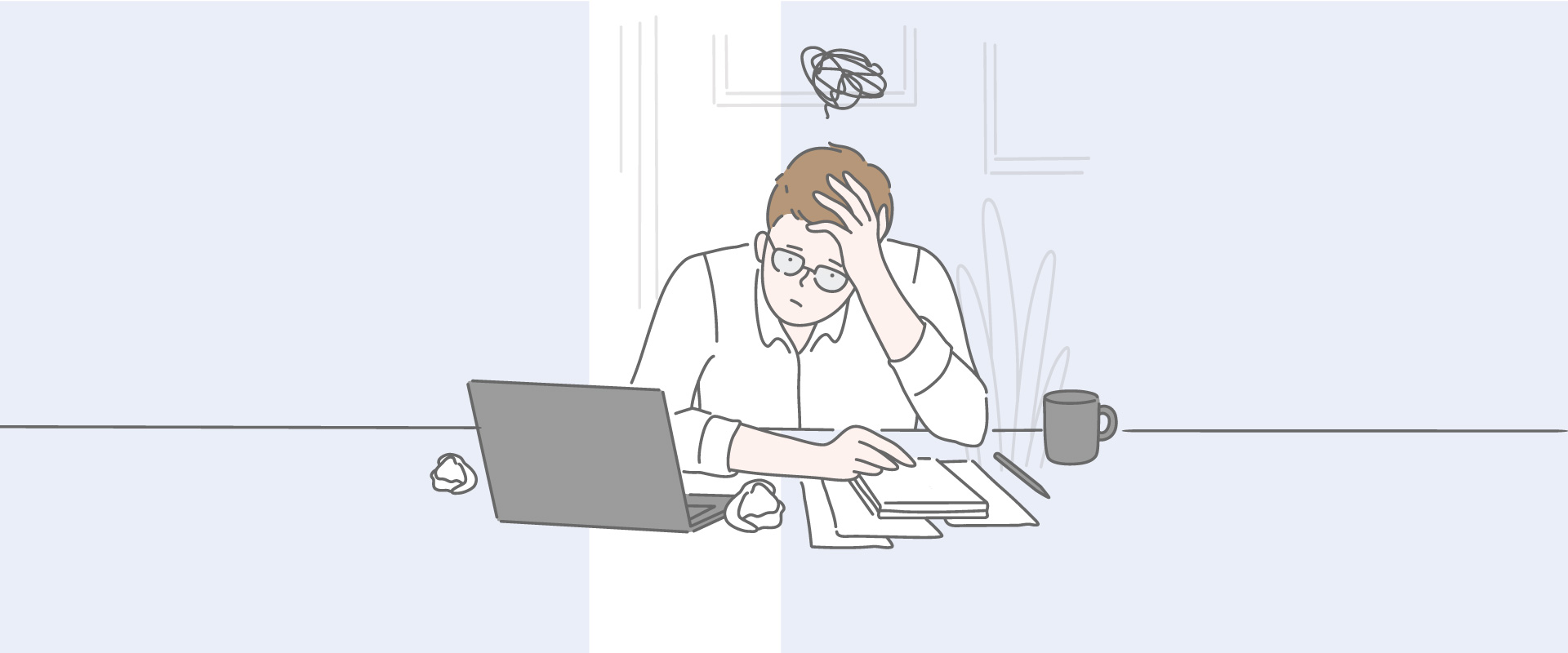 Frustrated person at their desk