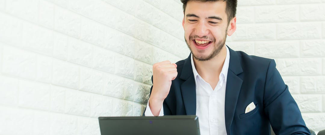 Man excited about successful job application