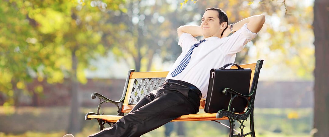 Employee taking a break outside to recharge energy cycle