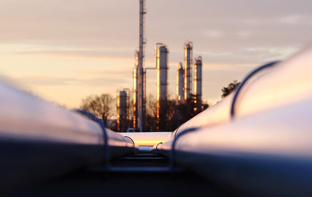 oil field with sunset