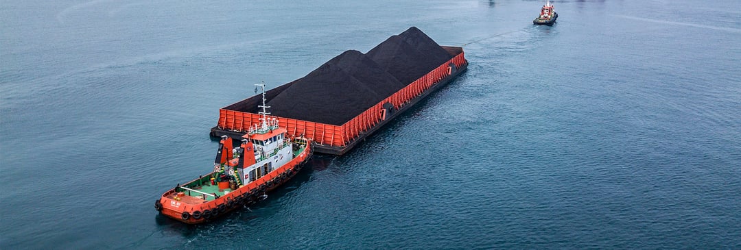 Coal being transported across ocean 