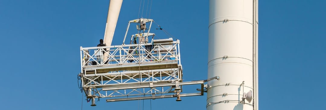 Repairs being carried out on a wind turbine