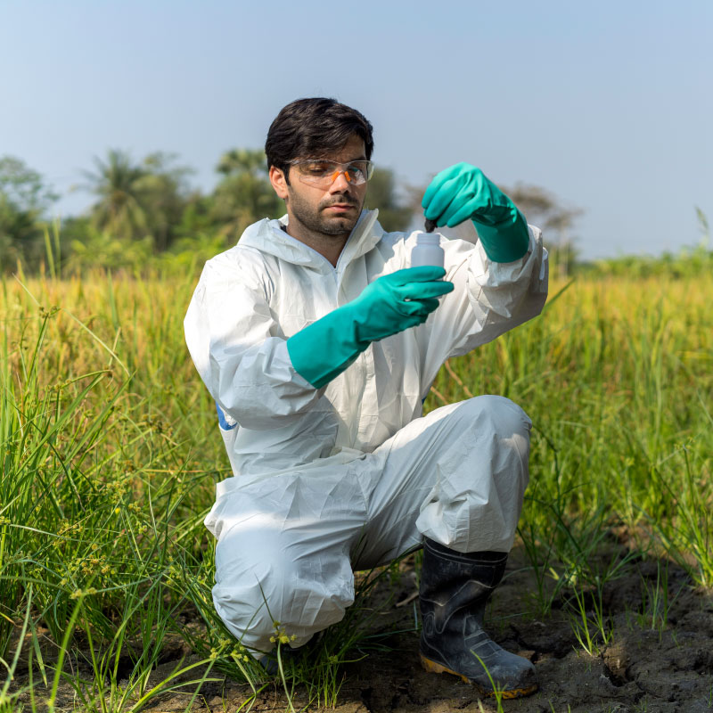 Soil scientist testing crop nutrients