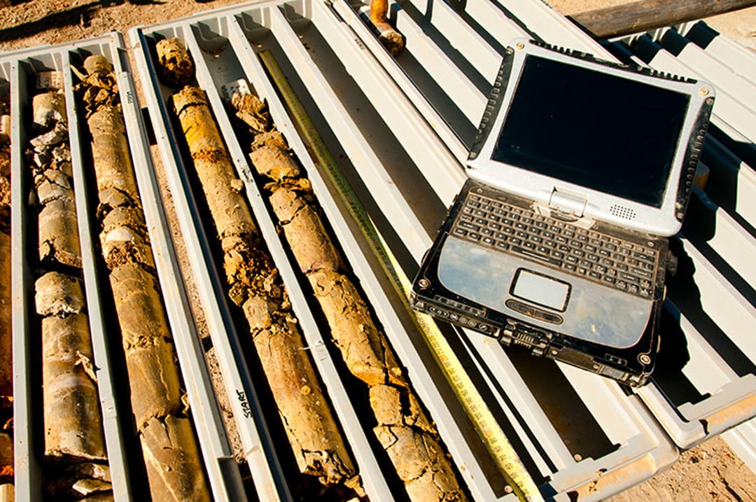 Geology core logging on laptop