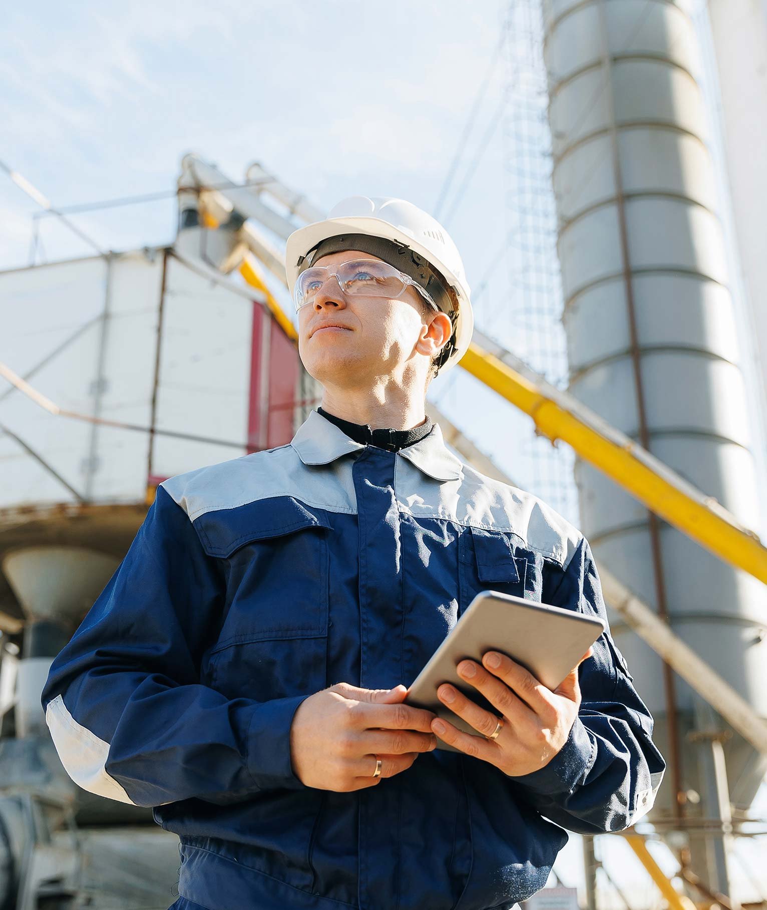 Engineer inspecting an industrial site
