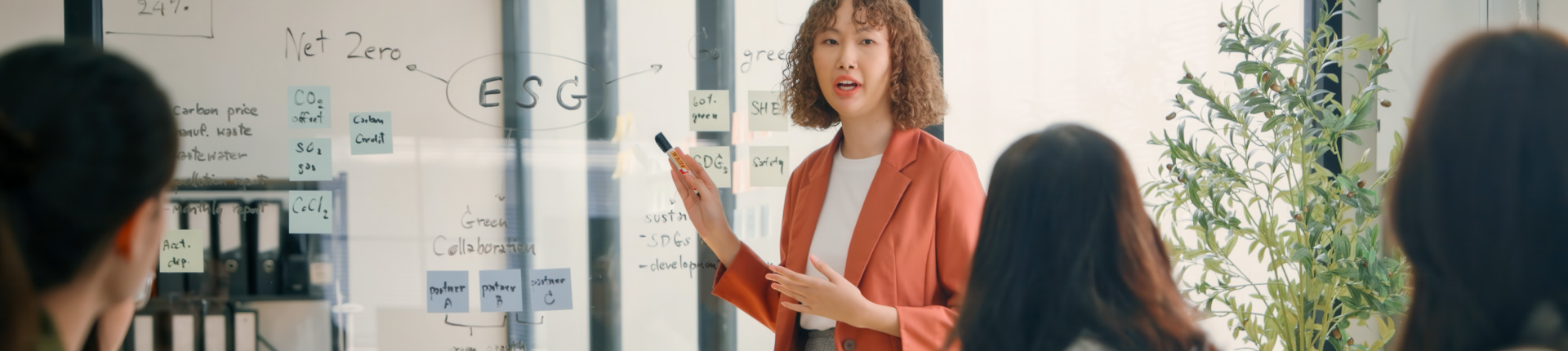 female esg presenter talking about sustainability recruitment