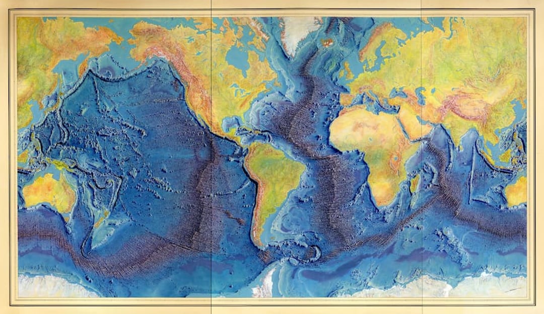 Mary Tharp, Karte, Weltkarte, Kartografie, Kontinentaldrift