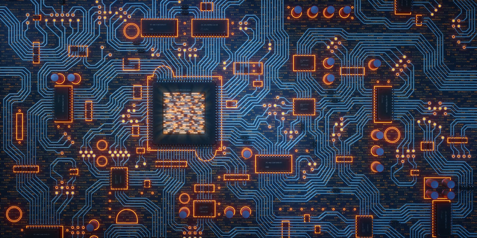 Close up of a microchip