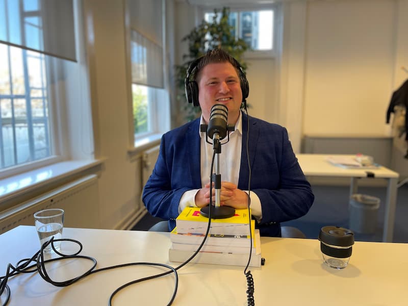 Tyler Koppe making a podcast