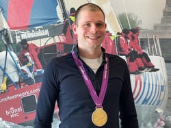 Paralympian swimmer Marc Evers with his gold medal