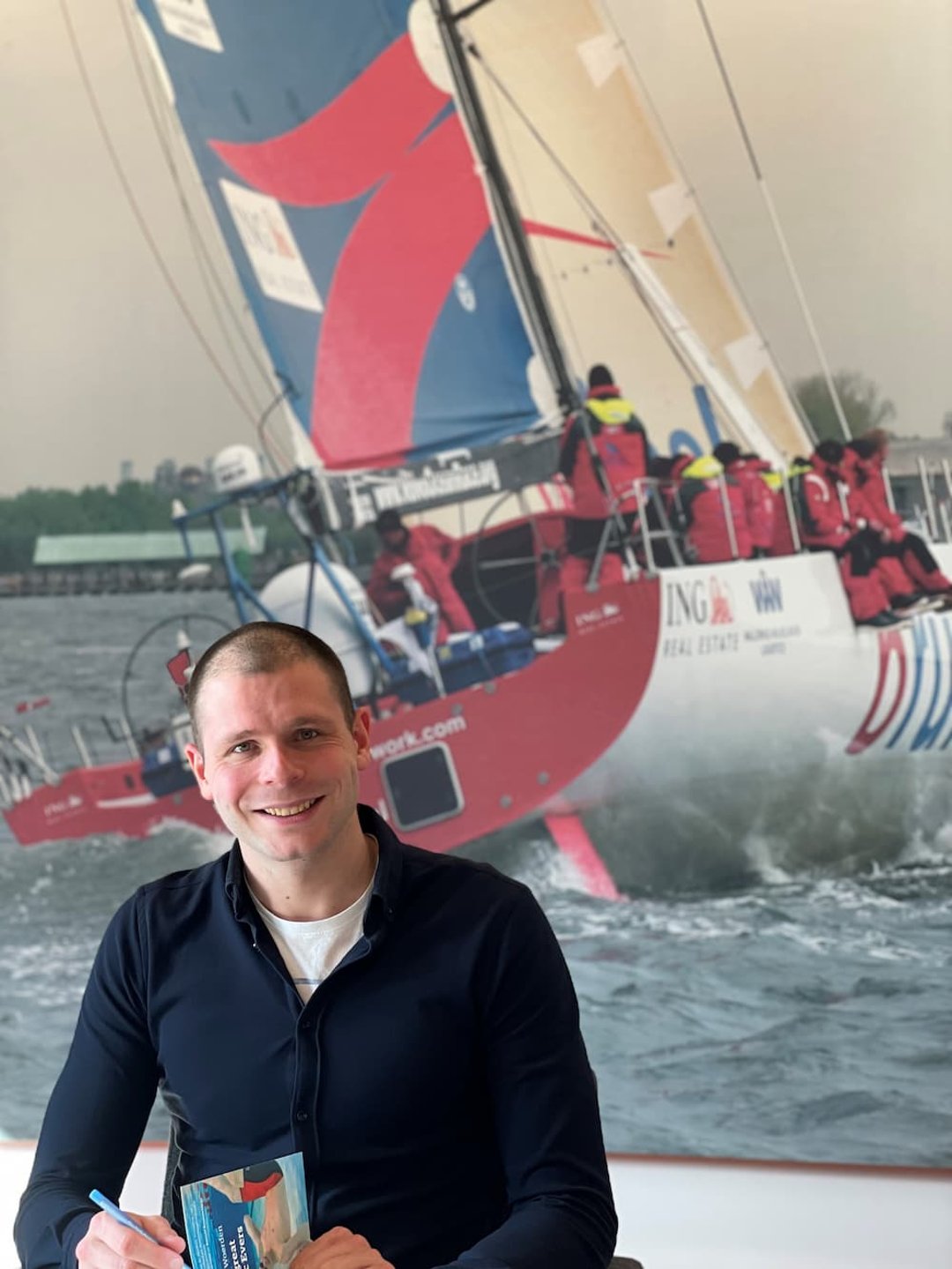 Paralympian swimmer Marc Evers at the Brunel office