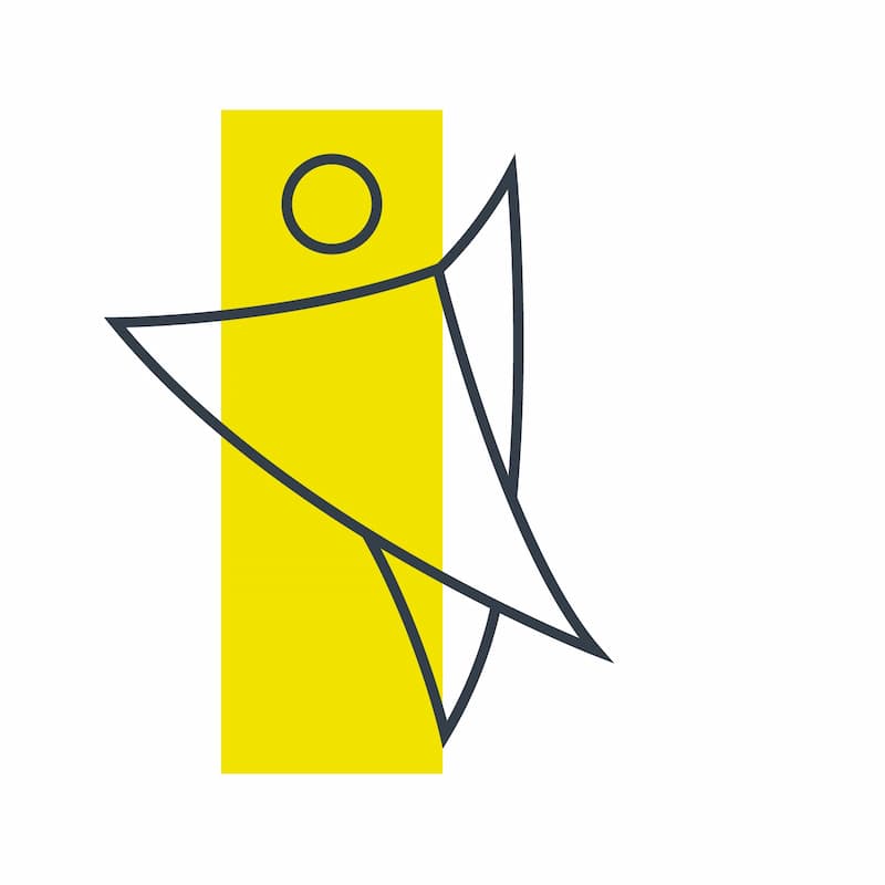 Black figure in front of yellow square