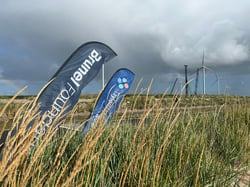 Flags in the dunes of the North Sea