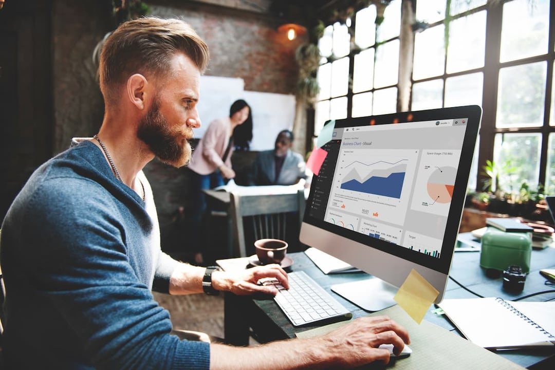 Man working on IT job in office