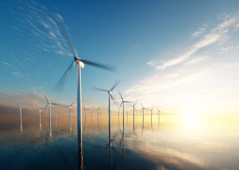 Wind turbines in the sun
