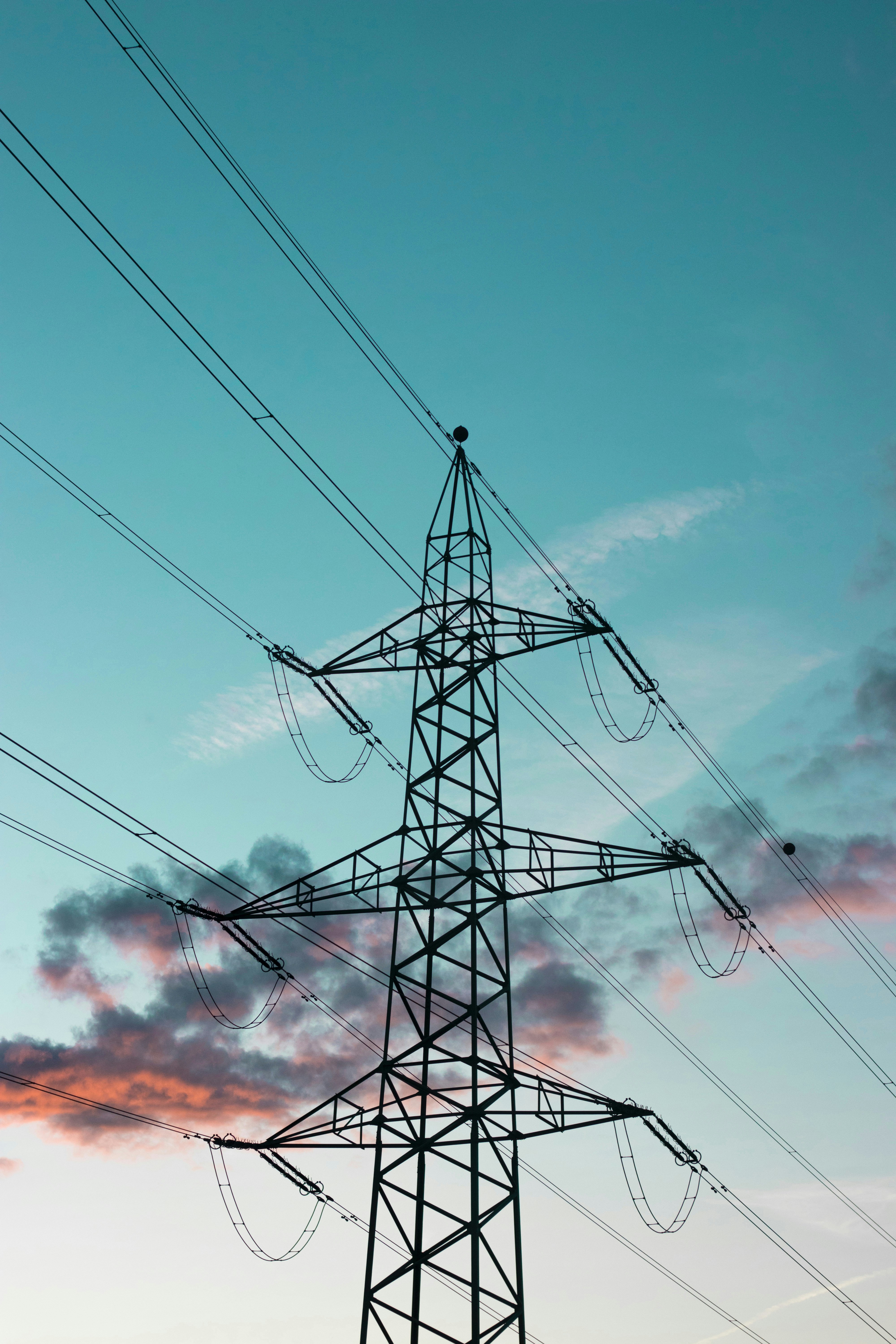 High-voltage transmission tower supporting electricity grid infrastructure