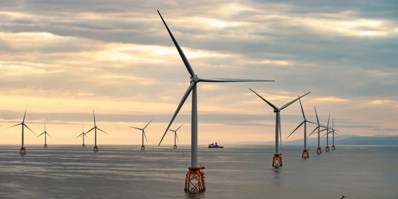 Windmills at sea for the Seagreen Wind Energy project