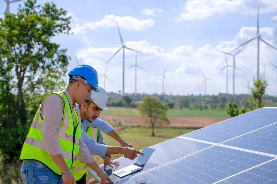 Solar specialist working on solar panels