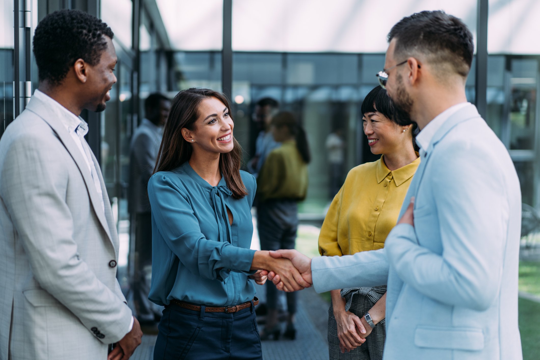 Candidate smiles as she is introduced to a team. Her role was filled through Brunel's proven direct hire approach.
