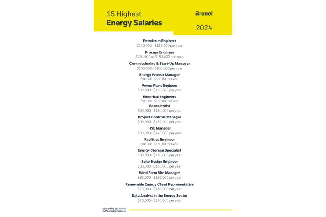 Graphic listing the 15 highest energy salaries