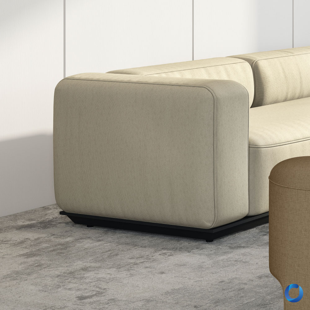 Scandinavian sofa with European fabric in minimal interior, Boss Collection