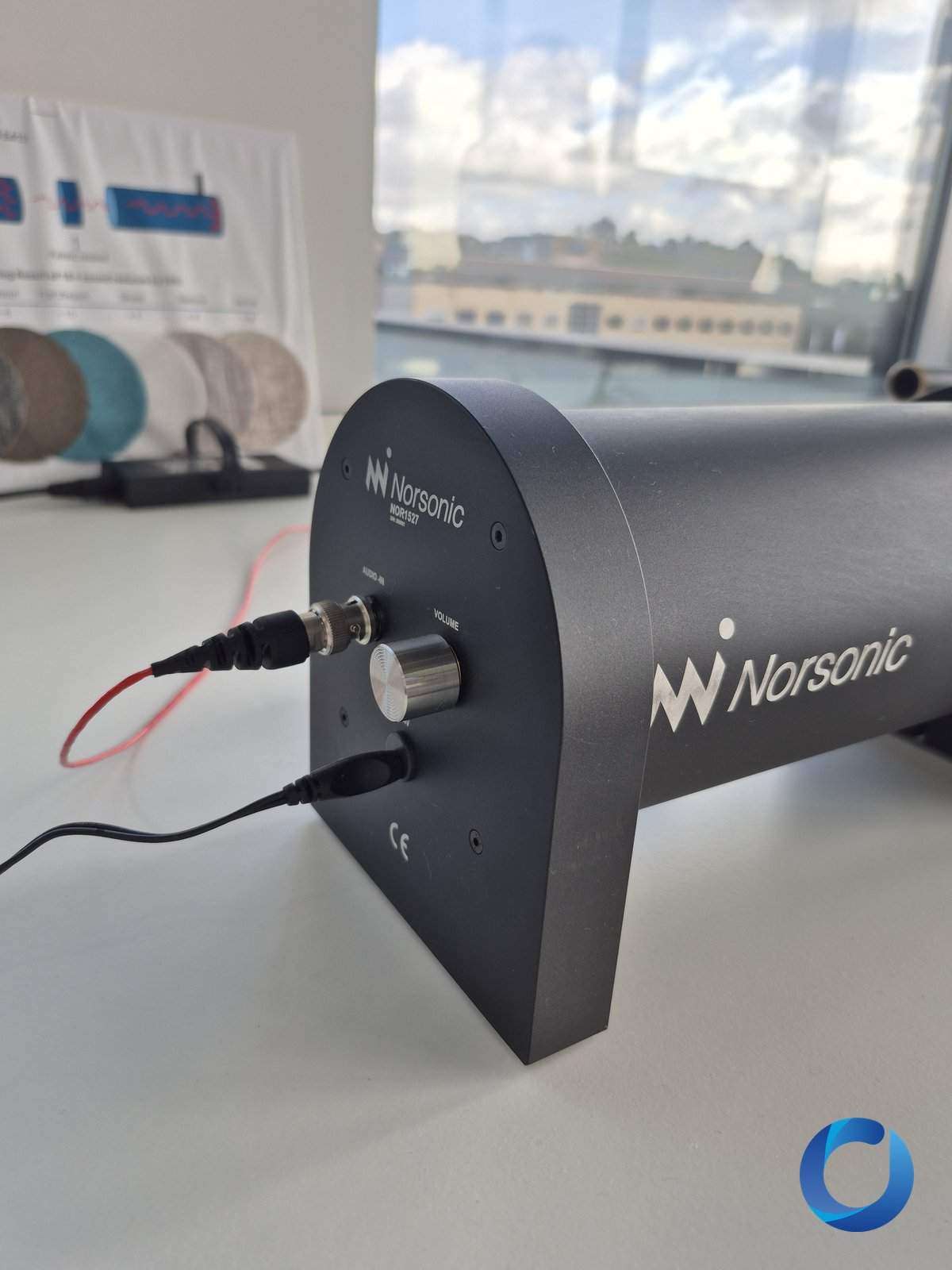Norsonic impedance tube for testing fabric sound absorption in an acoustic laboratory