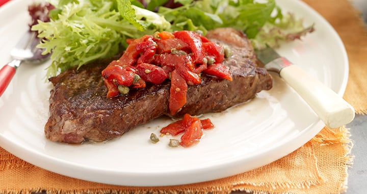 Steak with caper relish