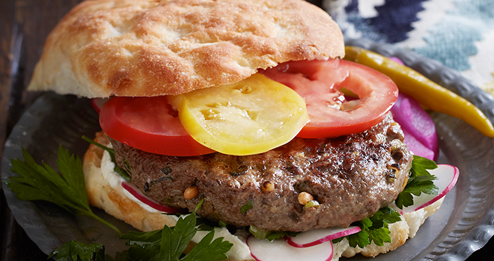 Spiced Lamb and Pine Nut Burgers with Tahini Yoghurt