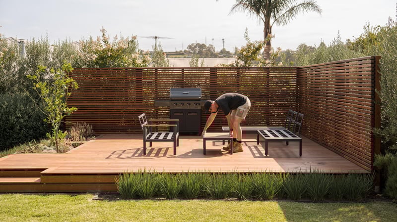 man laying deck.