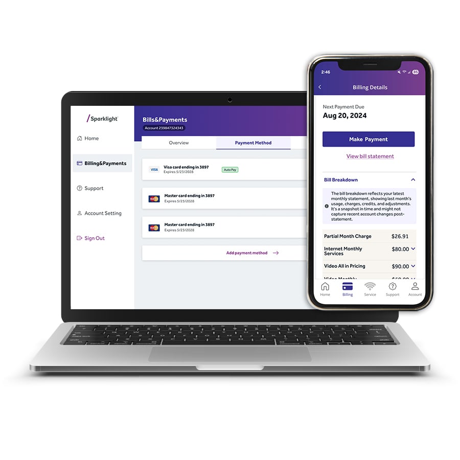 Mobile app and customer portal user interface