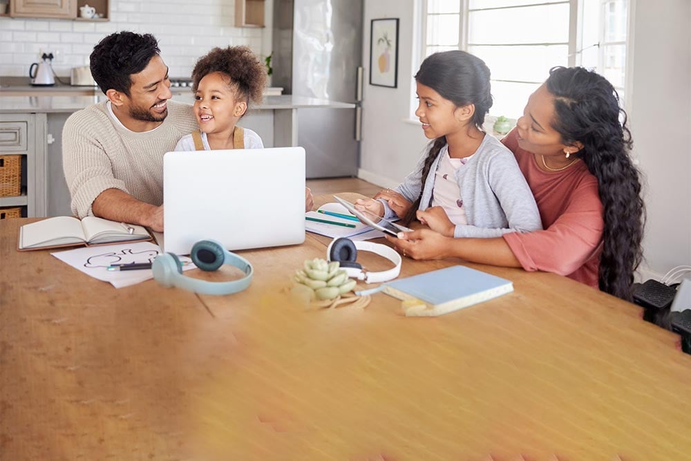 family watching videos together