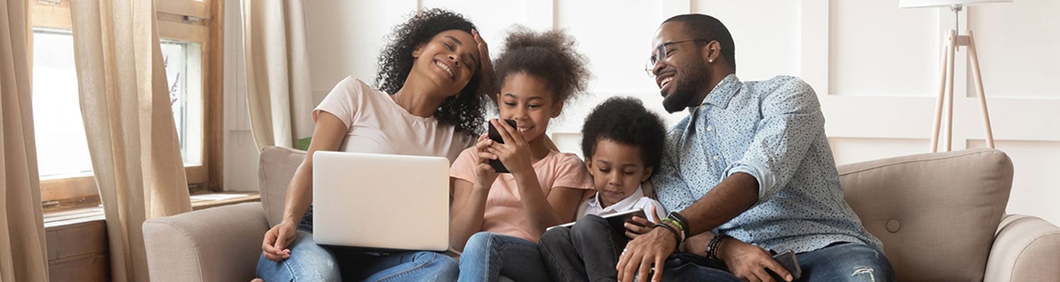 Family sitting on the couch