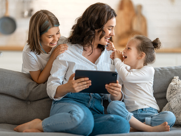 Mom with two girls