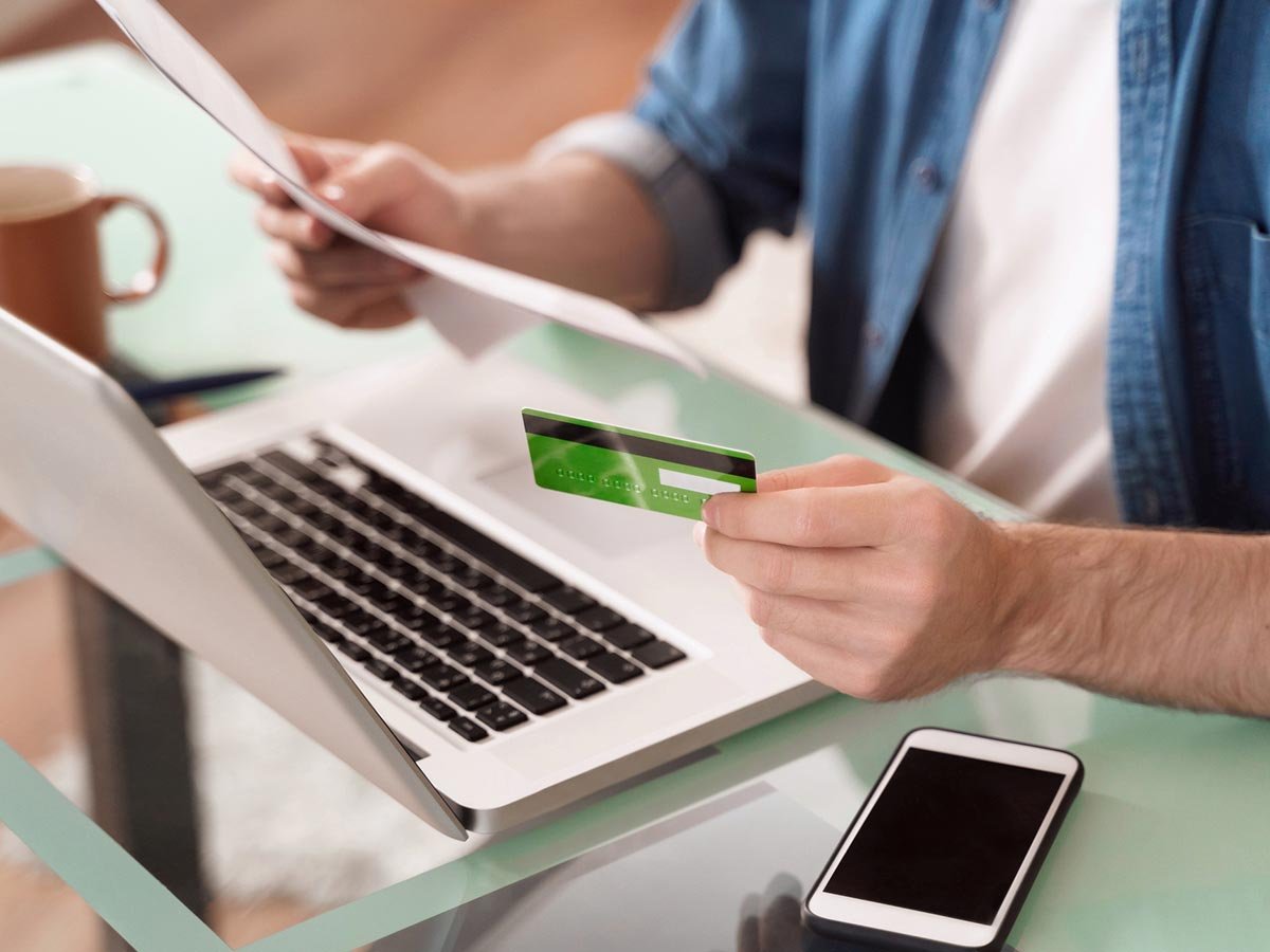 laptop with credit card