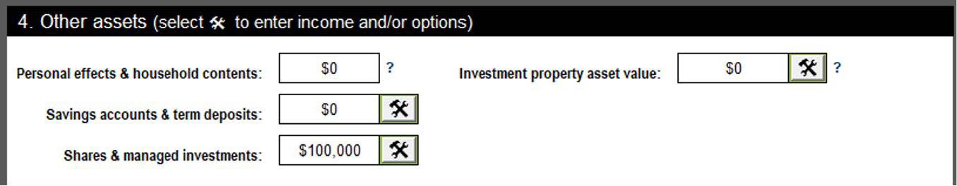 How can I capture deprived assets in the Challenger Aged Care Calulator - Image 1
