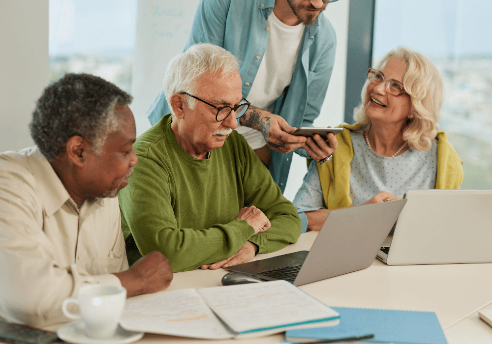 Retirees at a table