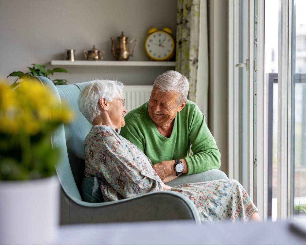 Happy senior couple at home