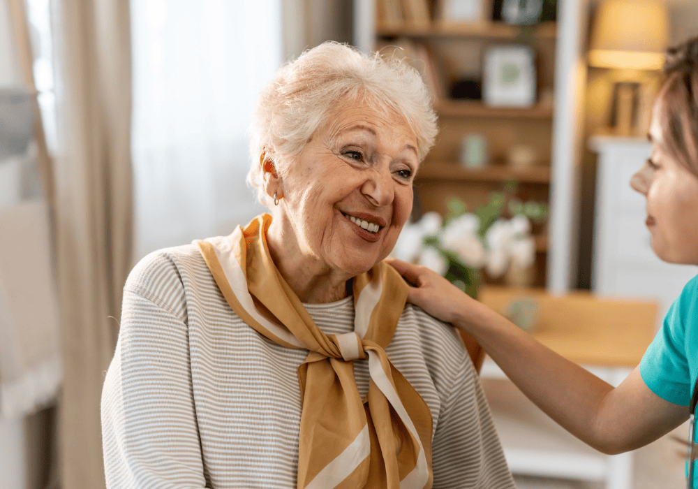 Retiree smiling