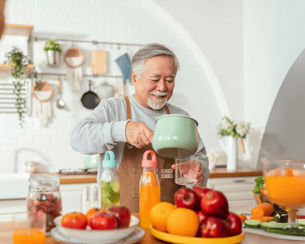 Retiree cooking