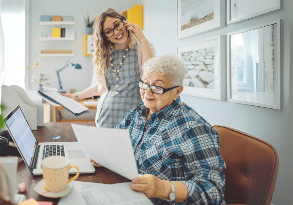 Financial adviser with retiree