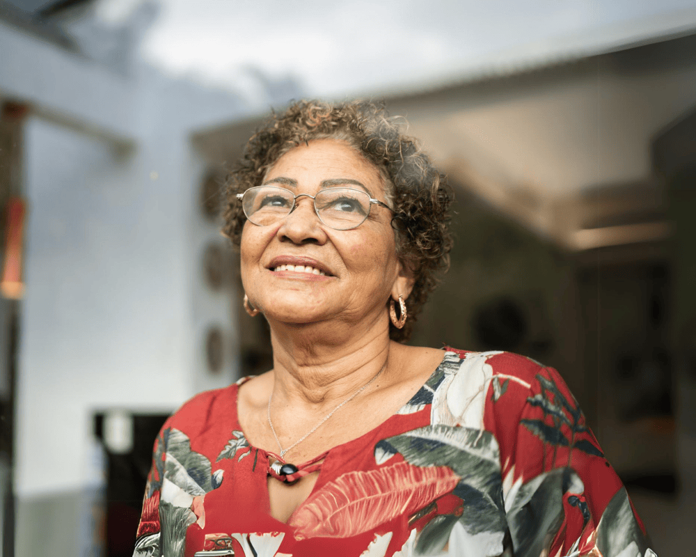 Senior woman contemplating at home