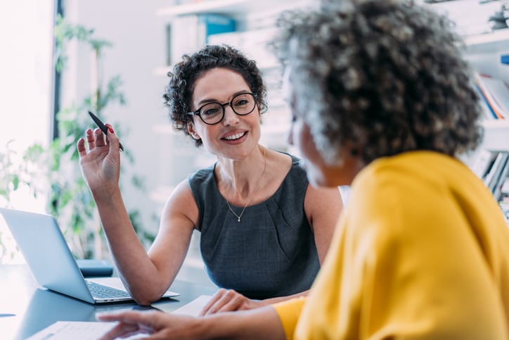 Adviser discussing matters with a client