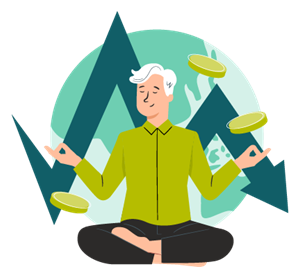 clipart of a man with fluctuating chart
