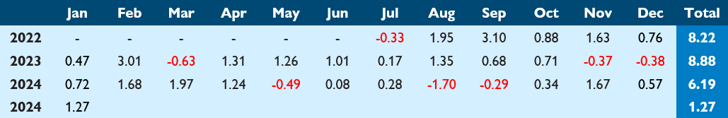 Monthly Returns Jan 2025