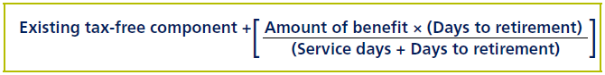 The tax free component of a disability lump sum is calculated using