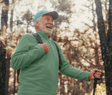Retiree hiking