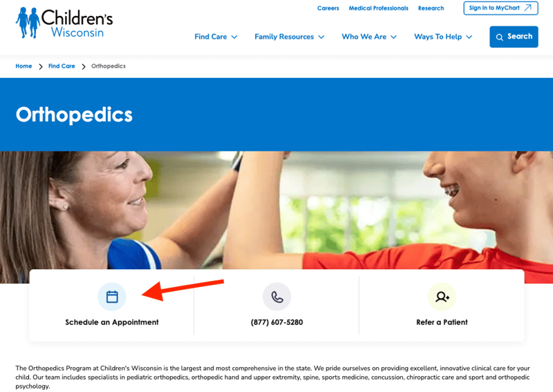 Orthopedics Schedule An Appointment Online